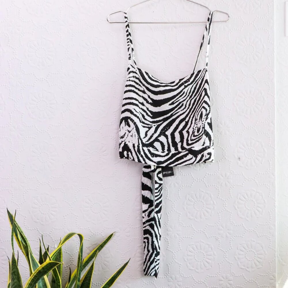Nasty Gal - Zebra Spaghetti Strap Backless Crop Top